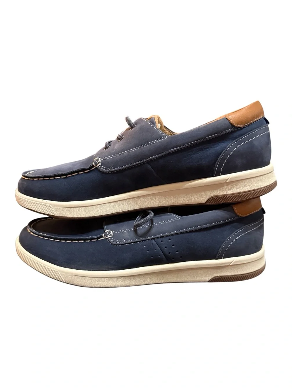 Florsheim Comfortech Leather Boat Shoes Men’s 10.5M Navy Casual Deck Shoes